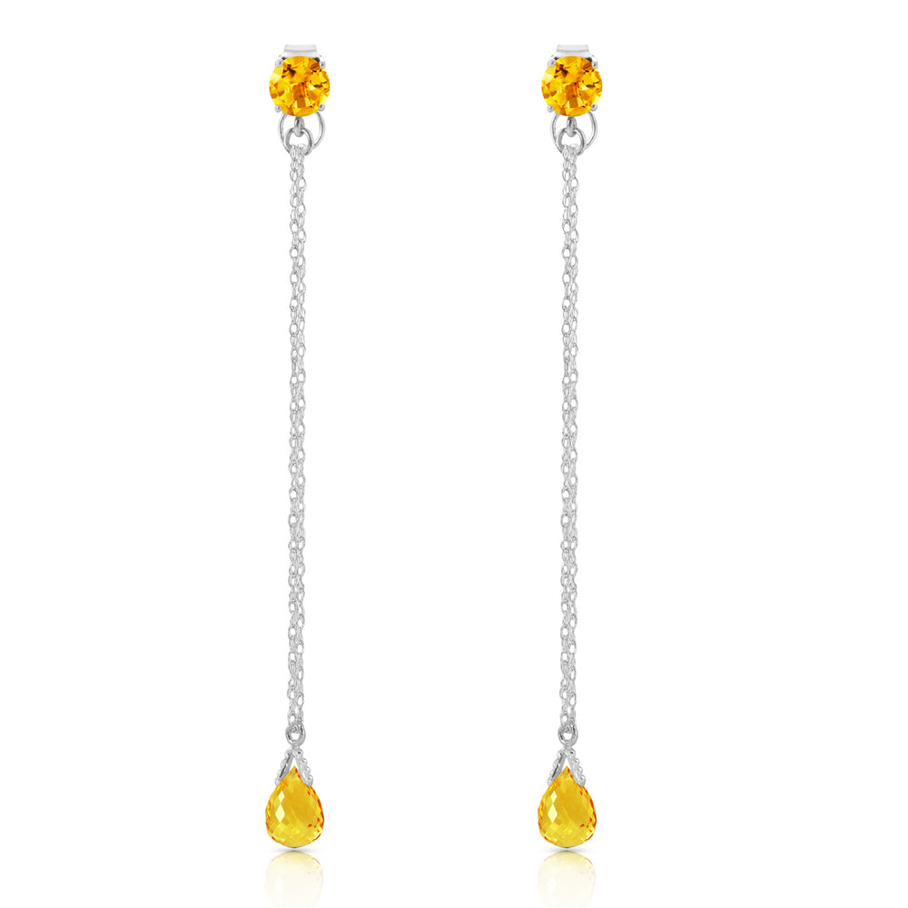 3.15 Carat 14K Solid White Gold Chandelier Earrings Citrine