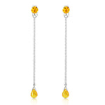 3.15 Carat 14K Solid White Gold Chandelier Earrings Citrine