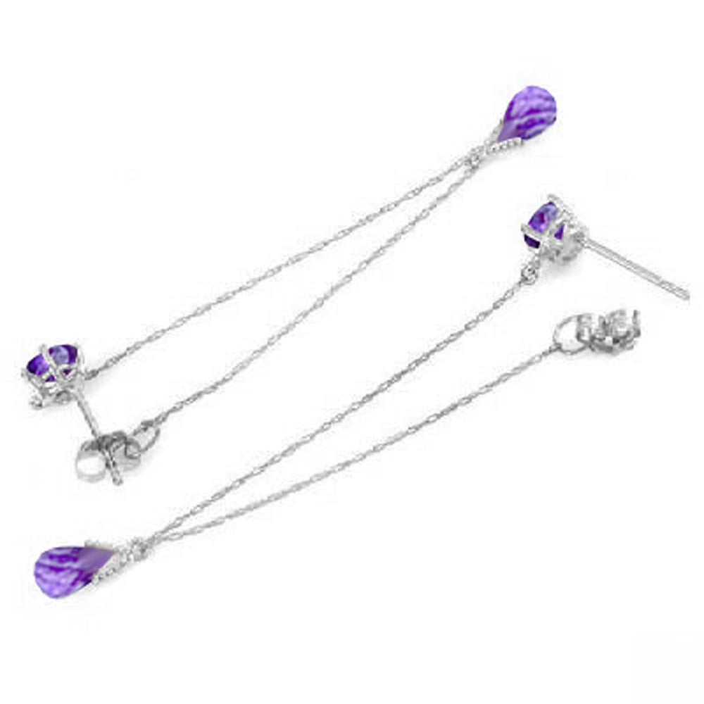 3.15 CTW 14K Solid White Gold Chandelier Earrings Natural Amethyst