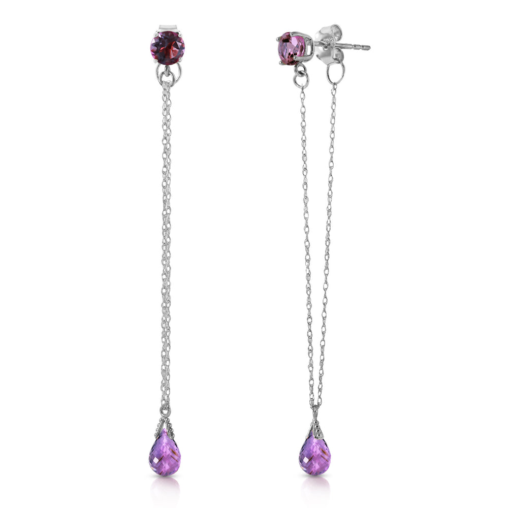 3.15 CTW 14K Solid White Gold Chandelier Earrings Natural Amethyst