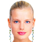 8.99 CTW 14K Solid White Gold Chandelier Earrings Peridot Blue Topaz