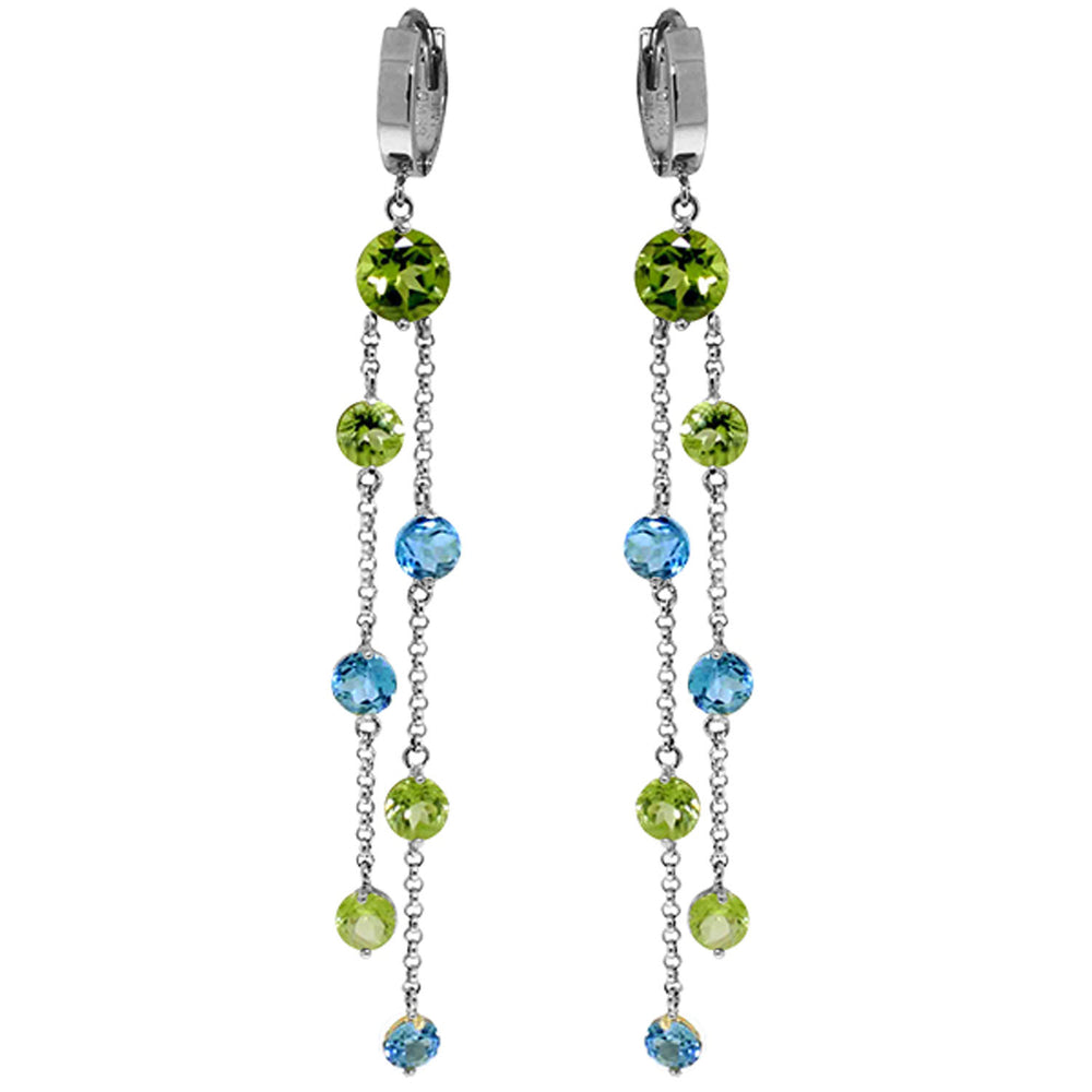 8.99 CTW 14K Solid White Gold Chandelier Earrings Peridot Blue Topaz