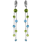 8.99 CTW 14K Solid White Gold Chandelier Earrings Peridot Blue Topaz
