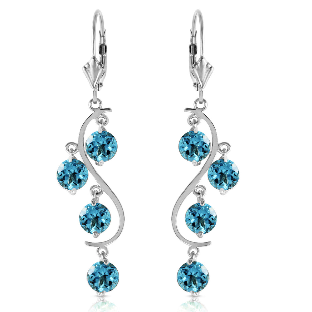 4.95 Carat 14K Solid Gold Spring Year Round Blue Topaz Earrings