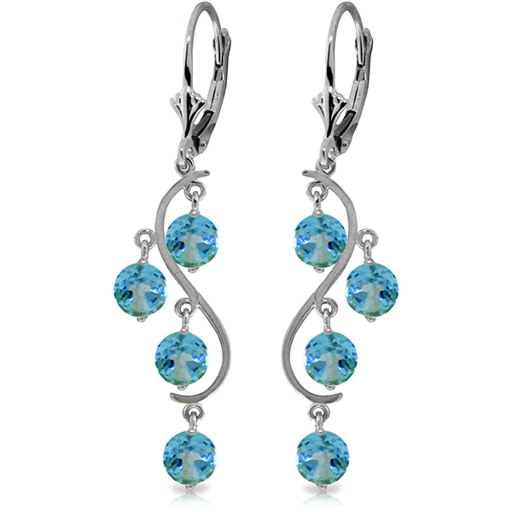 4.95 Carat 14K Solid Gold Spring Year Round Blue Topaz Earrings