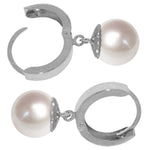 4 Carat 14K Solid White Gold Hoop Earrings Natural pearl