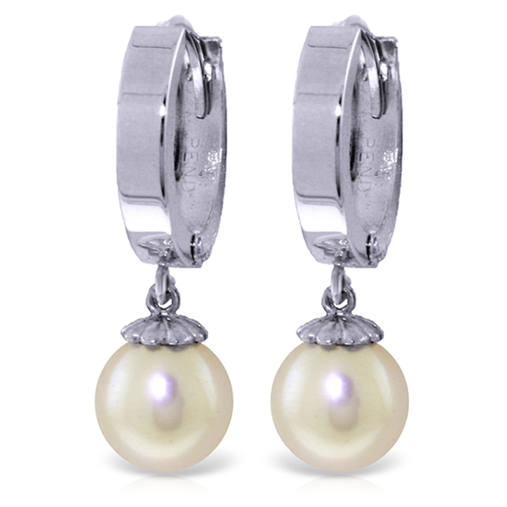 4 Carat 14K Solid White Gold Hoop Earrings Natural pearl