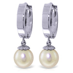 4 Carat 14K Solid White Gold Hoop Earrings Natural pearl