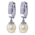 4 Carat 14K Solid White Gold Hoop Earrings Natural pearl