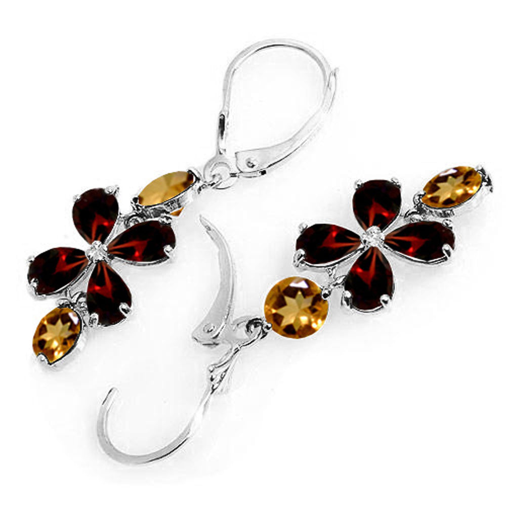 5.32 CTW 14K Solid White Gold Chandelier Earrings Garnet Citrine