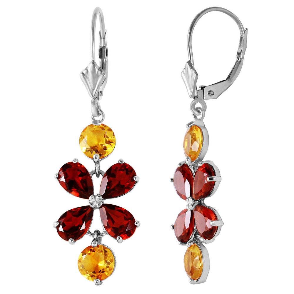5.32 CTW 14K Solid White Gold Chandelier Earrings Garnet Citrine