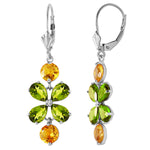 5.32 Carat 14K Solid White Gold Chandelier Earrings Peridot Citrine