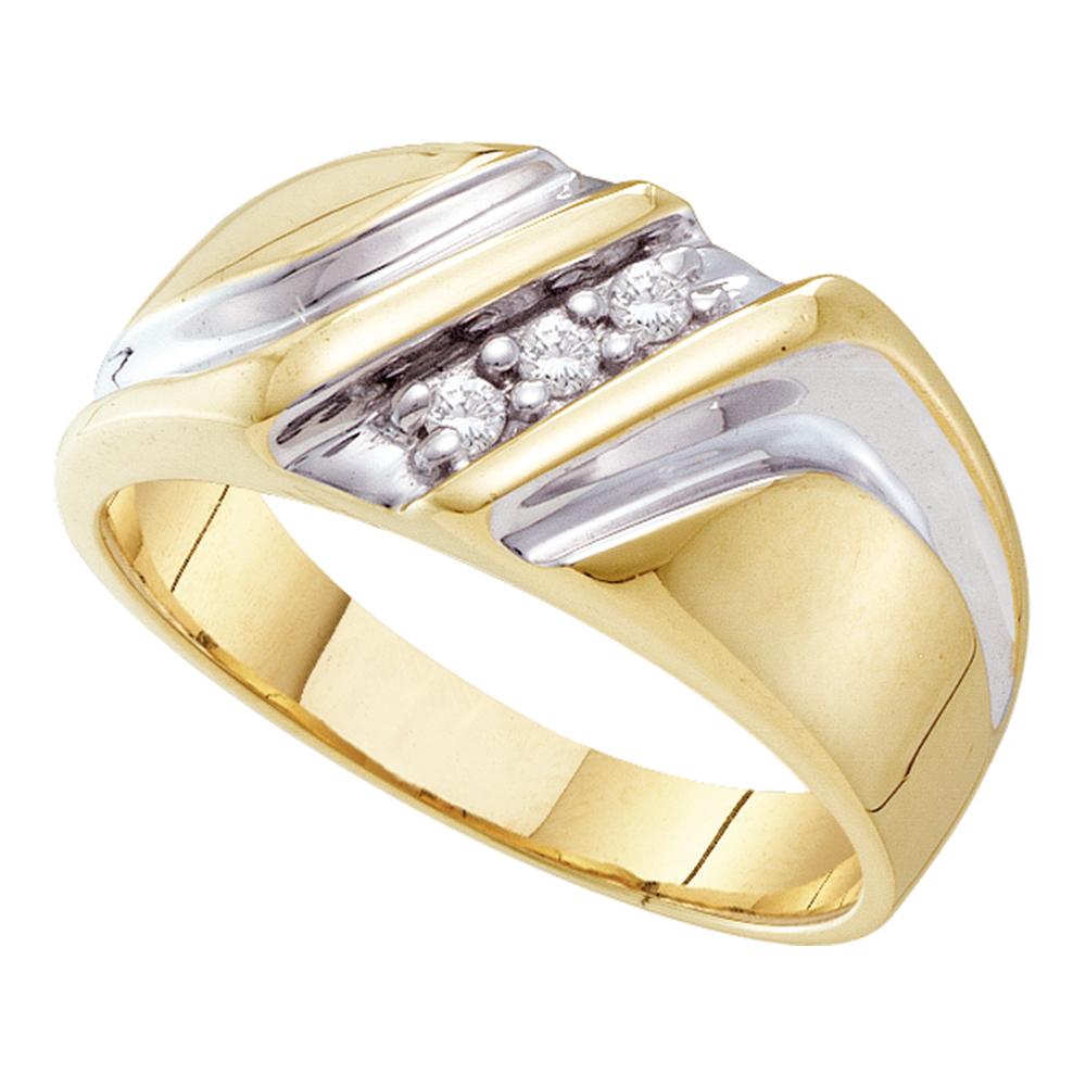10kt Yellow Two-tone Gold Mens Round Diamond Wedding Anniversary Band Ring 1/10 Cttw