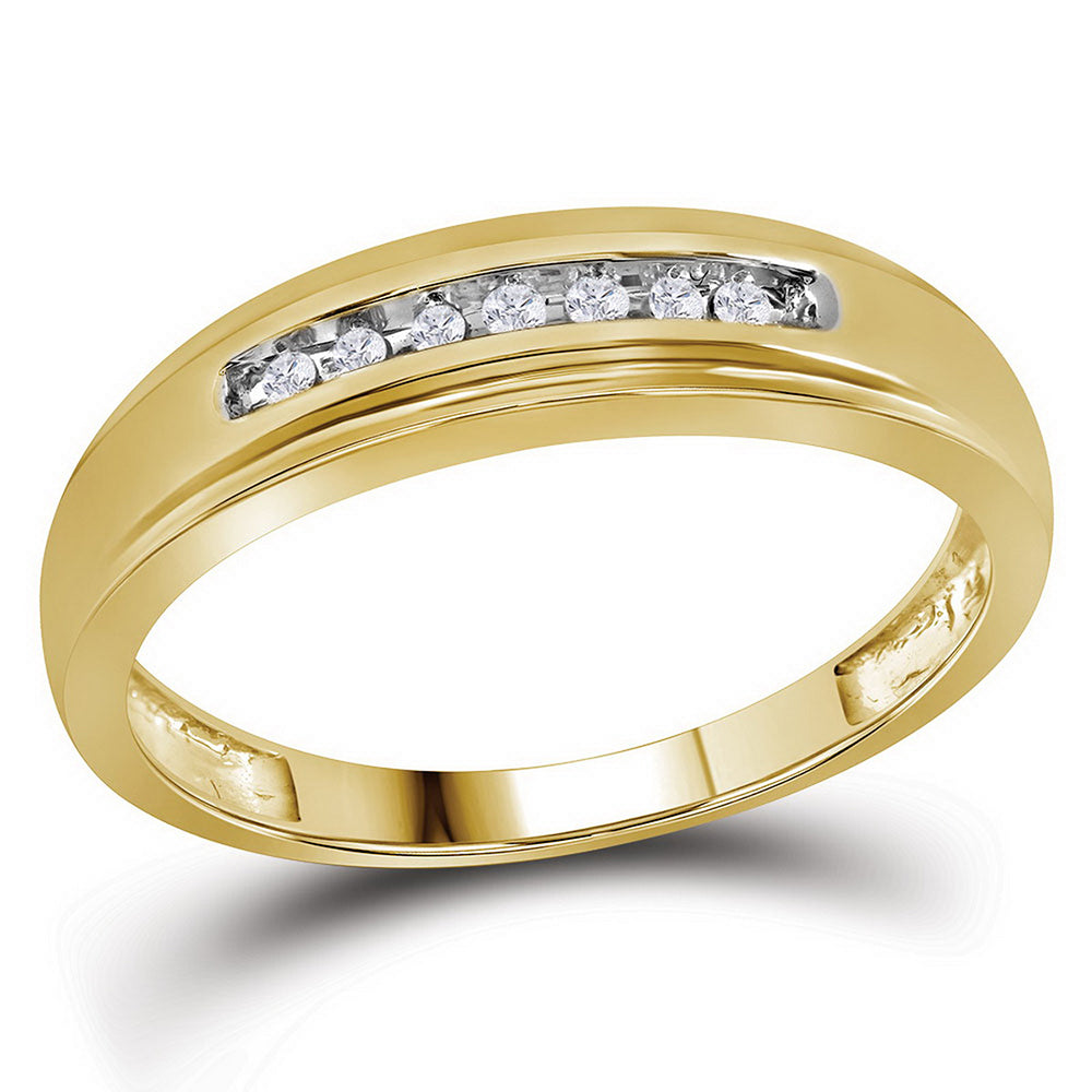 10kt Yellow Gold Mens Round Diamond Wedding Anniversary Band Ring 1/12 Cttw
