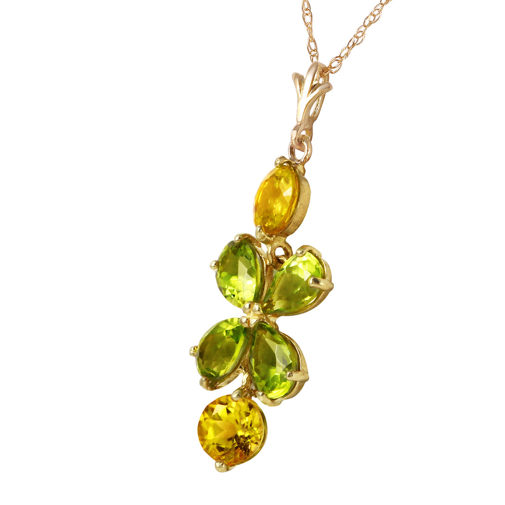3.15 CTW 14K Solid Gold Necklace Peridot Citrine