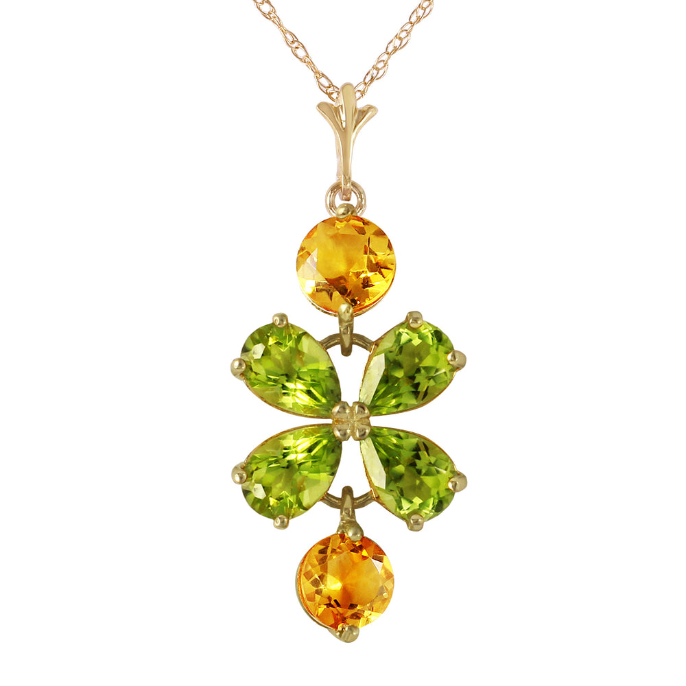 3.15 CTW 14K Solid Gold Necklace Peridot Citrine