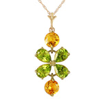 3.15 CTW 14K Solid Gold Necklace Peridot Citrine