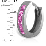 1.3 CTW 14K Solid White Gold Hoop Huggie Earrings Pink Sapphire