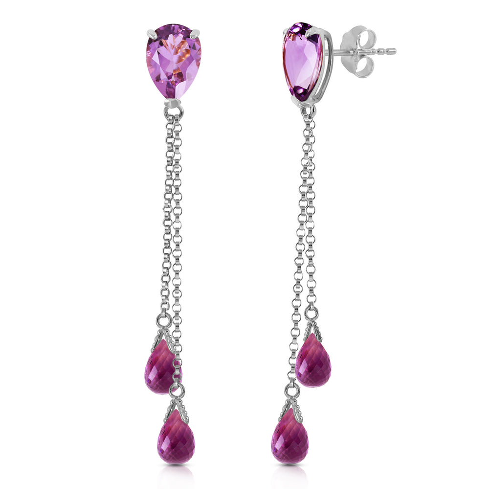 7.5 Carat 14K Solid White Gold Heart Can't Forget Amethyst Earrings