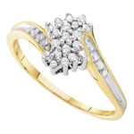10kt Two-tone Gold Womens Round Diamond Cluster Ring 1/10 Cttw