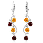 4.6 Carat 14K Solid White Gold Homage To Love Garnet Citrine Earrings