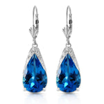 12 CTW 14K Solid White Gold Lifetime You Blue Topaz Earrings