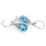 12 CTW 14K Solid White Gold Lifetime You Blue Topaz Earrings
