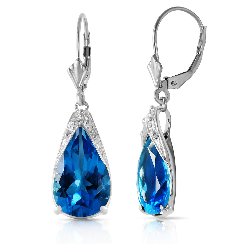 12 CTW 14K Solid White Gold Lifetime You Blue Topaz Earrings