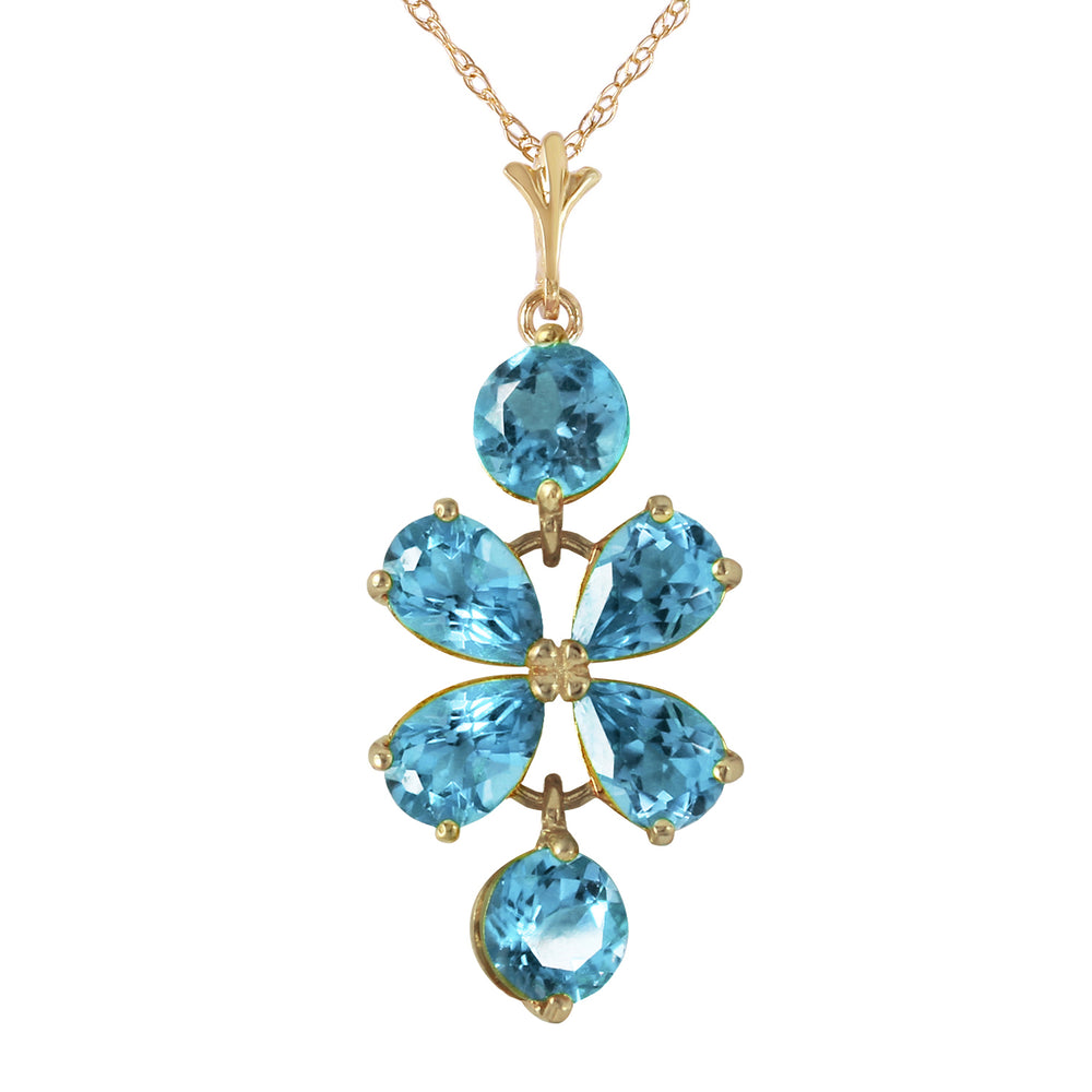 3.15 Carat 14K Solid Gold Passione Blue Topaz Necklace