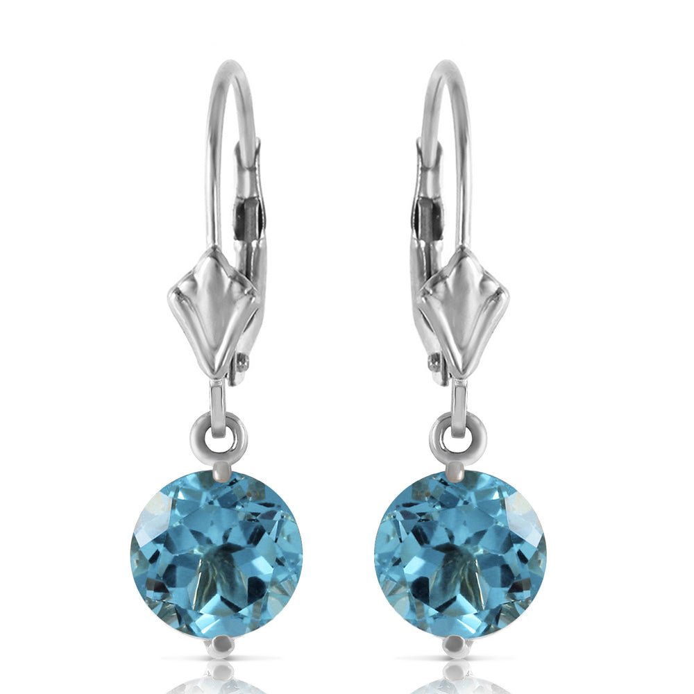 3.1 CTW 14K Solid White Gold Grace Your Ear Blue Topaz Earrings