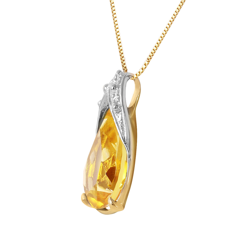 5 Carat 14K Solid Gold Necklace Natural Citrine