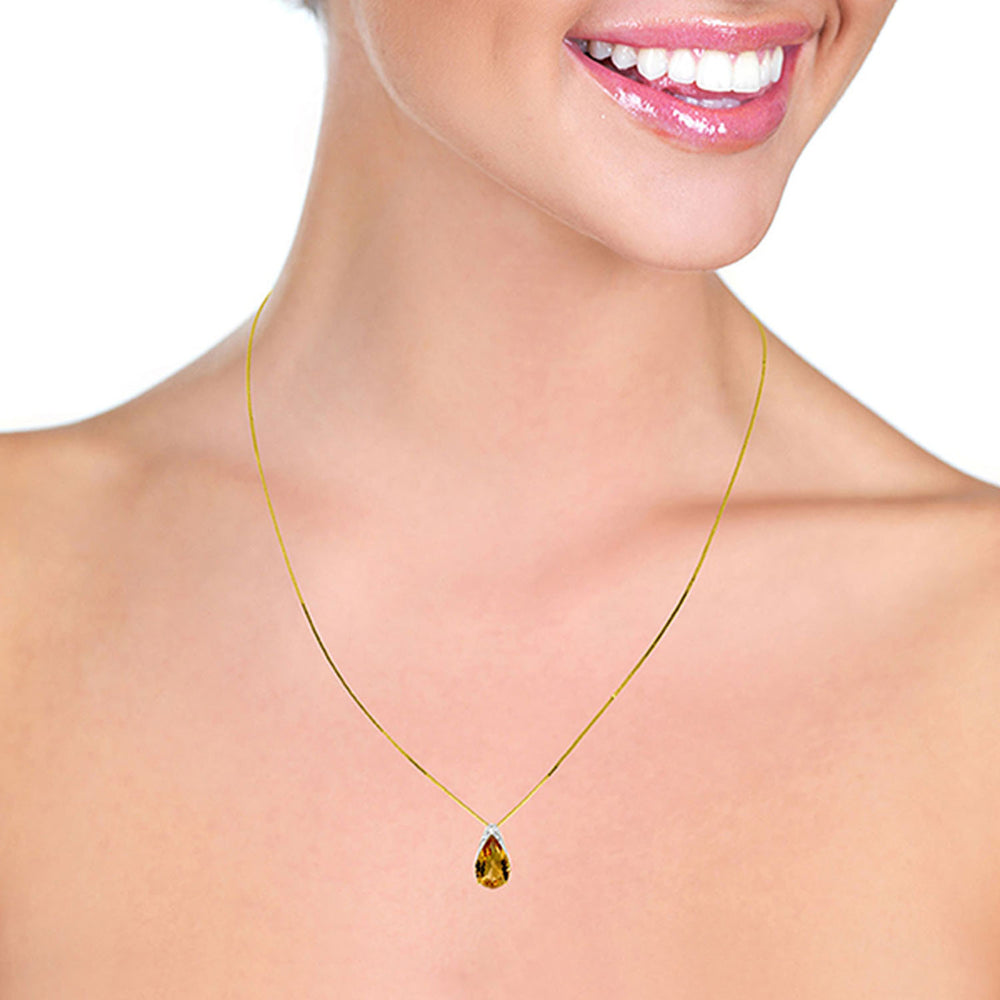 5 Carat 14K Solid Gold Necklace Natural Citrine