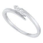 10kt White Gold Womens Round Diamond 3-stone Promise Bridal Engagement Ring 1/10 Cttw