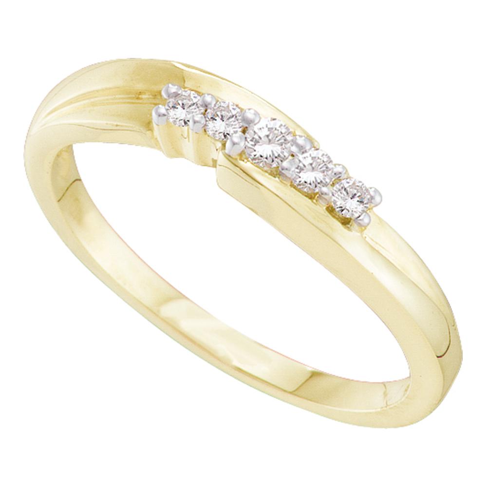 10kt Yellow Gold Womens Round Diamond 5-stone Simple Band 1/8 Cttw