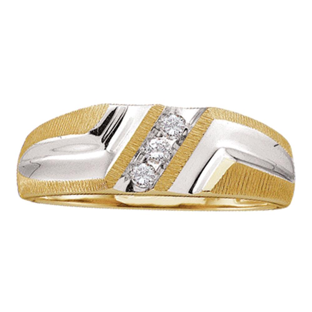 10kt Yellow Gold Mens Round Diamond Wedding Band Ring 1/10 Cttw