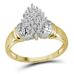 10kt Yellow Gold Womens Round Diamond Oval Cluster Ring 1/4 Cttw