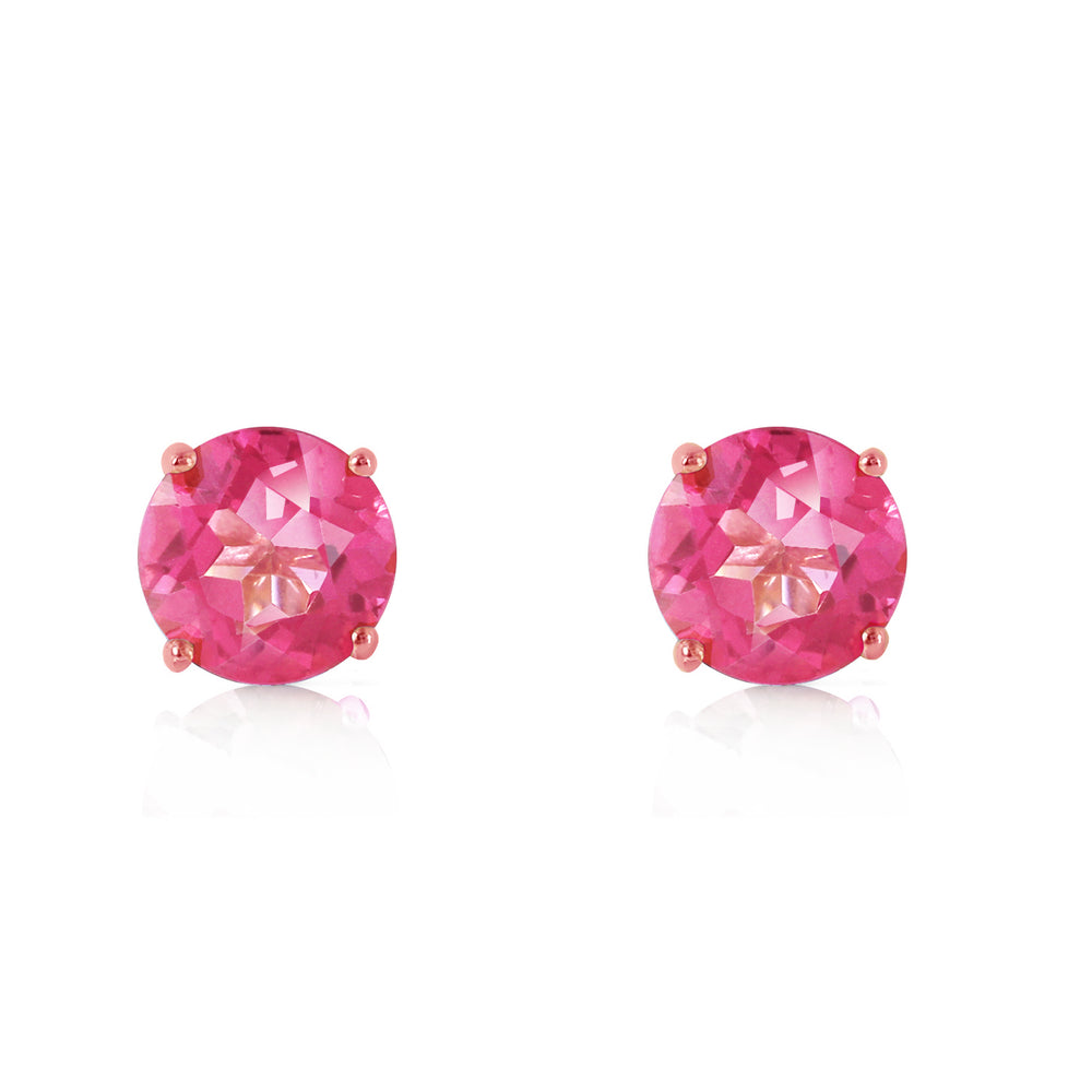 1.3 Carat 14K Solid Rose Gold Spotlight Pink Topaz Stud Earrings