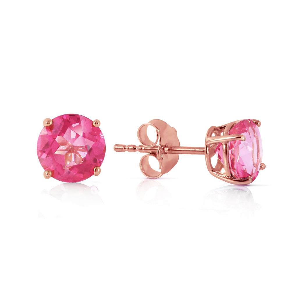 1.3 Carat 14K Solid Rose Gold Spotlight Pink Topaz Stud Earrings