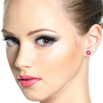 3.1 CTW 14K Solid Rose Gold Anna Pink Topaz Stud Earrings