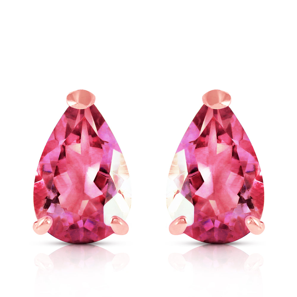 3.15 CTW 14K Solid Rose Gold Allure Pink Topaz Stud Earrings