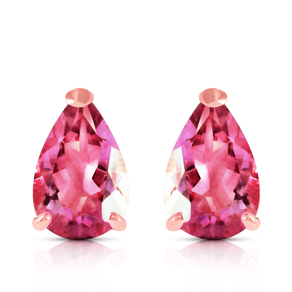 3.15 CTW 14K Solid Rose Gold Allure Pink Topaz Stud Earrings