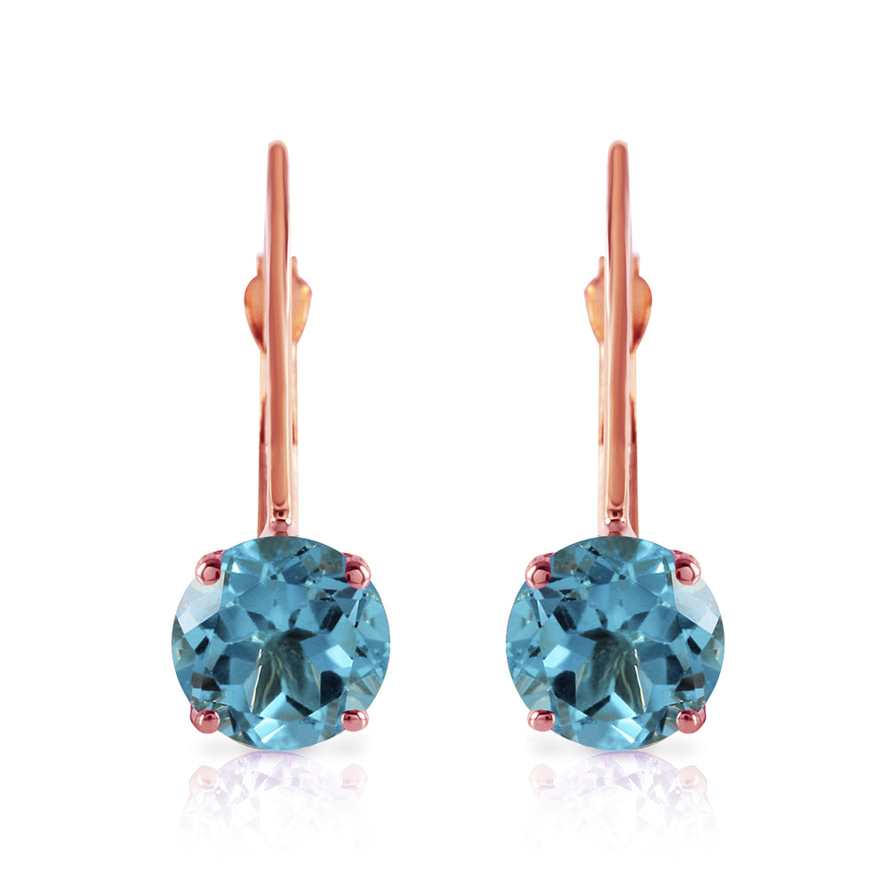 1.2 Carat 14K Solid Rose Gold Solitaire Blue Topaz Earrings