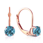 1.2 Carat 14K Solid Rose Gold Solitaire Blue Topaz Earrings