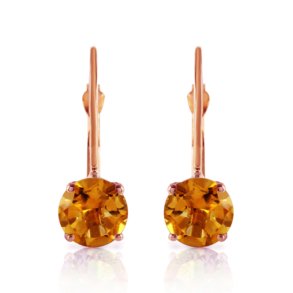 1.2 CTW 14K Solid Rose Gold Solitaire Citrine Earrings