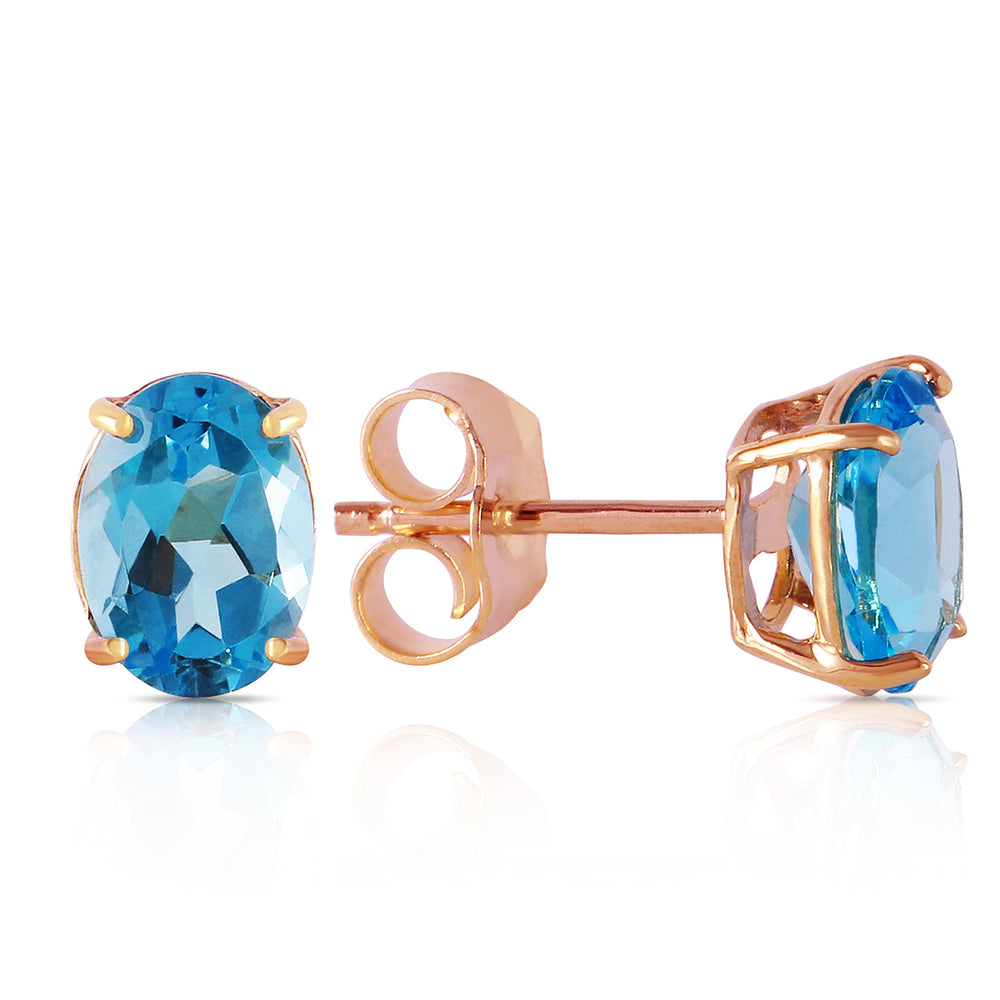1.8 Carat 14K Solid Rose Gold Panache Blue Topaz Stud Earrings