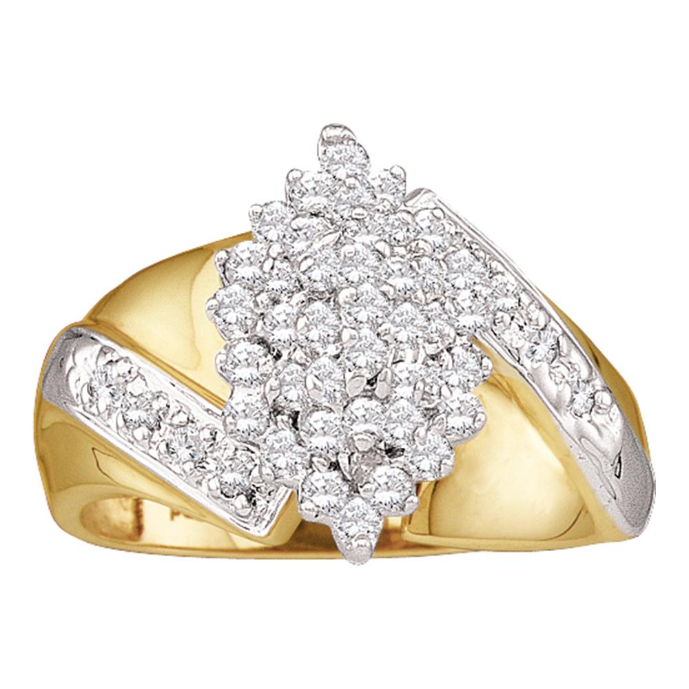 10kt Yellow Gold Womens Round Diamond Cluster Ring 1/2 Cttw