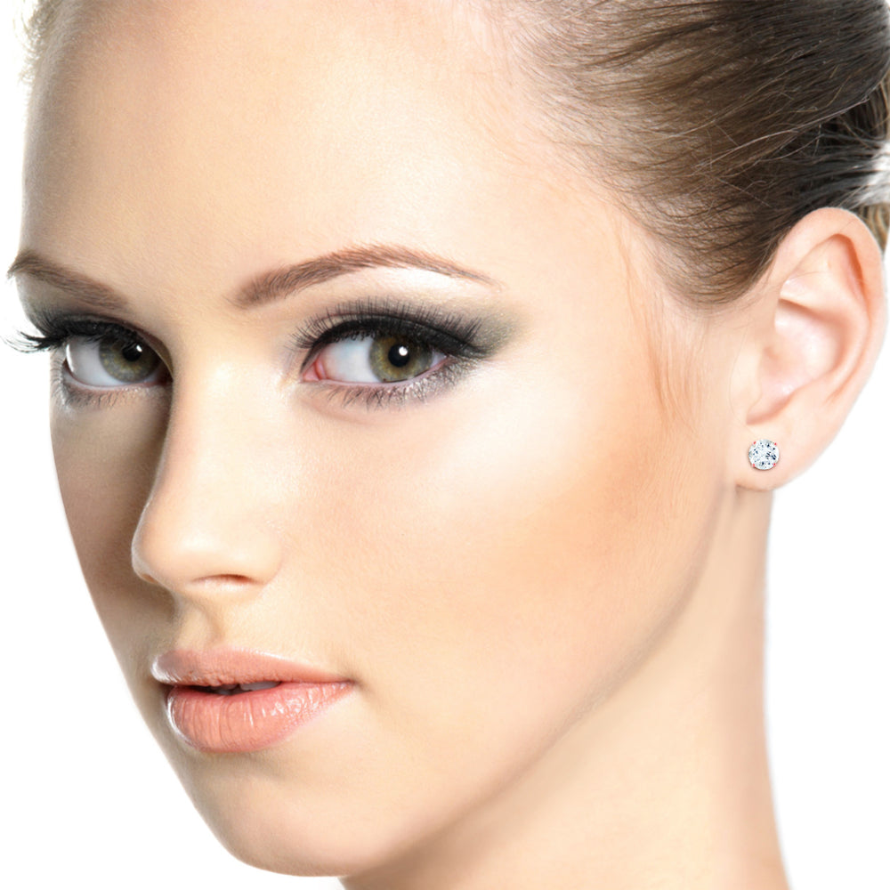 0.95 CTW 14K Solid Rose Gold Petite Aquamarine Stud Earrings