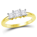 14kt Yellow Gold Womens Princess Diamond 3-stone Bridal Wedding Engagement Ring 3/4 Cttw