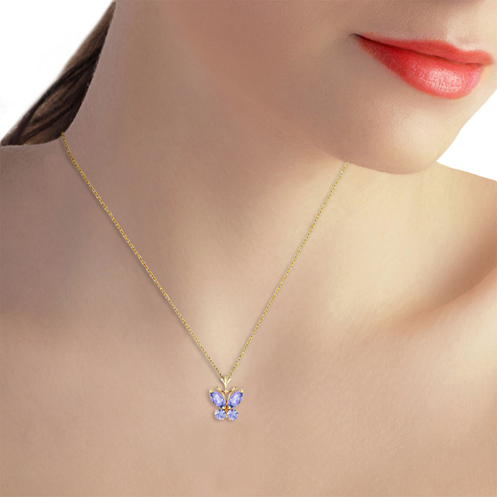 0.6 Carat 14K Solid Gold Butterfly Necklace Tanzanite
