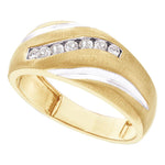 14kt Yellow Gold Mens Round Diamond Single Row Brushed Wedding Band Ring 1/4 Cttw